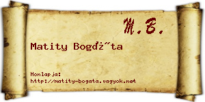 Matity Bogáta névjegykártya